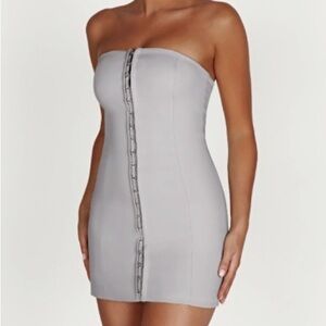 Meshki Strapless Light Gray Dress